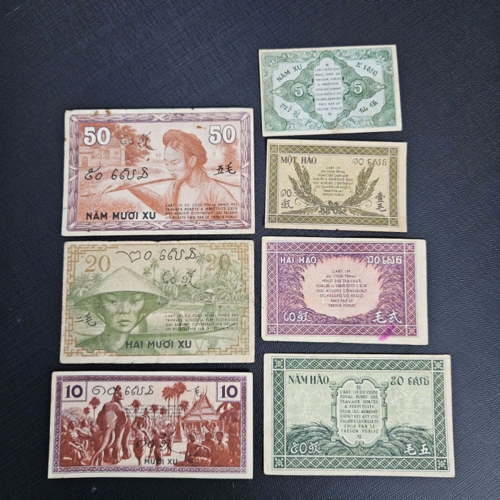 Combo 7 tờ mệnh giá nhỏ nhất thời Đông Dương 1939
