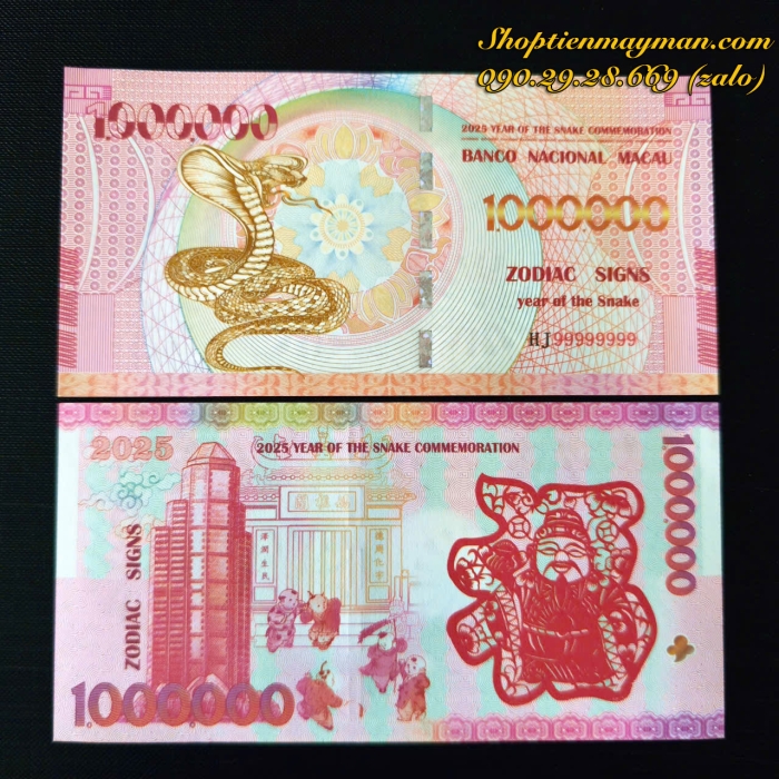 Tiền Con Rắn Macau (1 triệu Patacas) Lưu Niệm Lì Xì Tết 2025