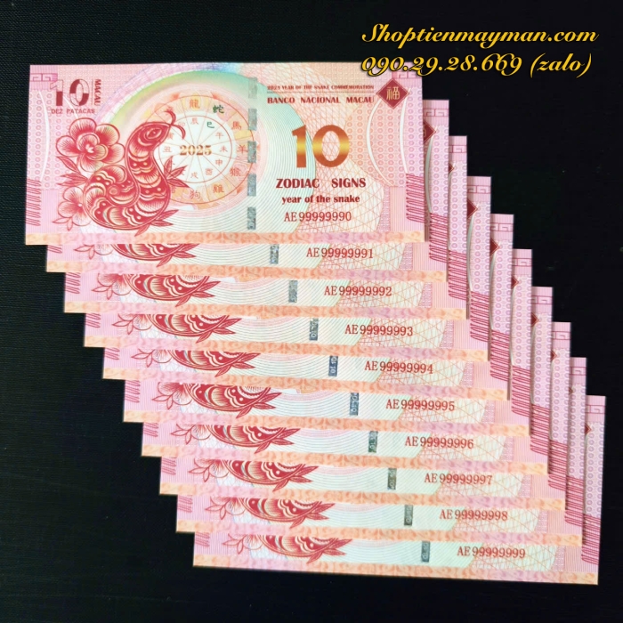 Tiền Con Rắn Macau (10 Patacas) Lưu Niệm Lì Xì Tết 2025