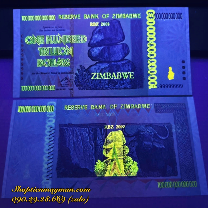 Tiền Lưu Niệm 100 Ngàn Tỷ Zimbabwe 