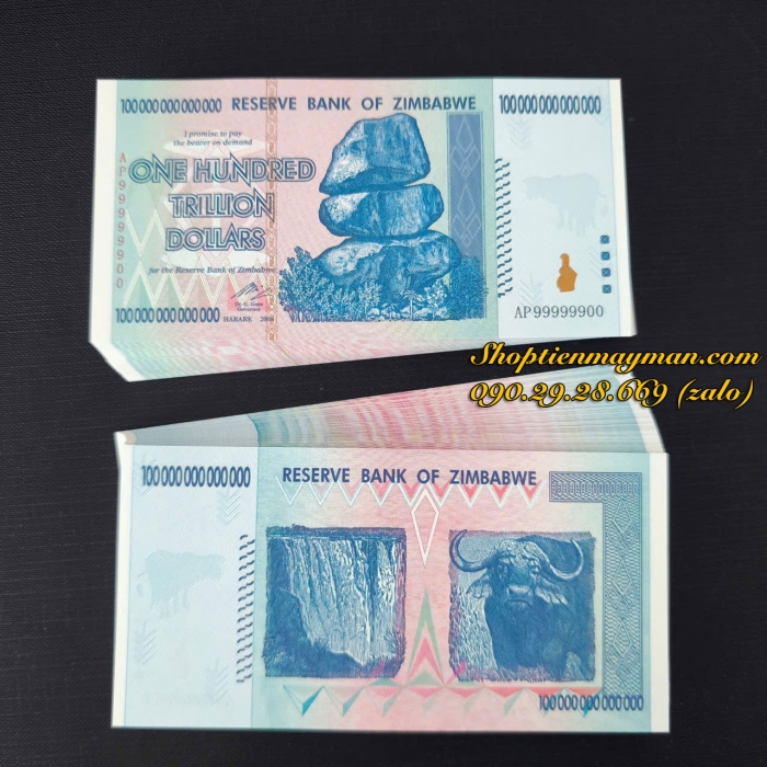 Tiền Lưu Niệm 100 Ngàn Tỷ Zimbabwe 