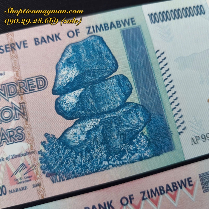 Tiền Lưu Niệm 100 Ngàn Tỷ Zimbabwe 