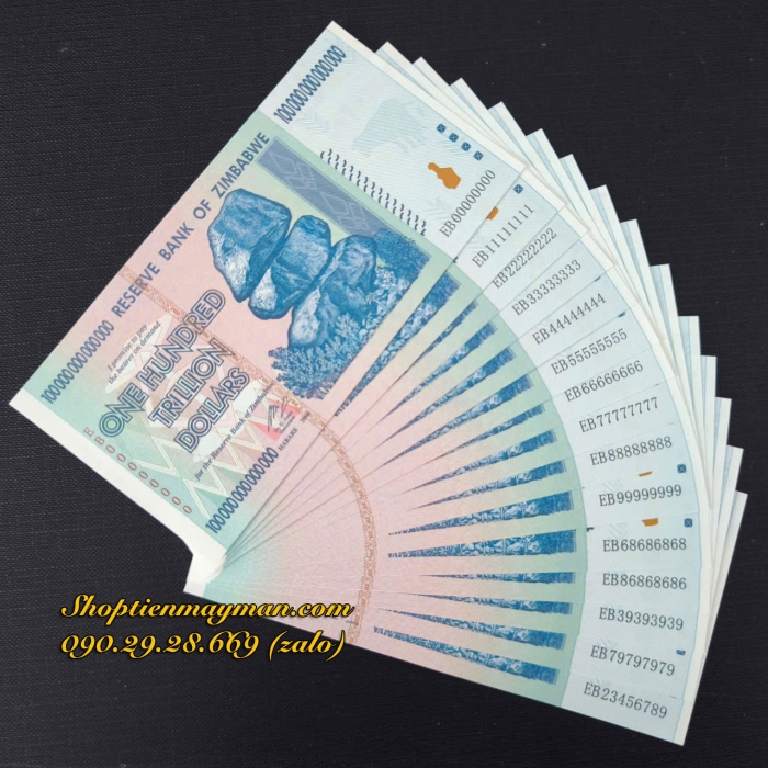 Tiền Lưu Niệm 100 Ngàn Tỷ Zimbabwe 