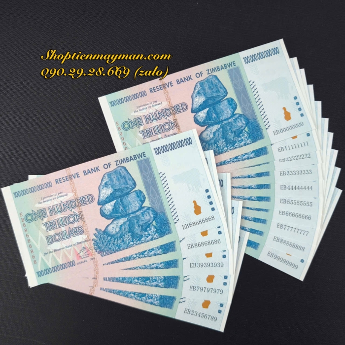Tiền Lưu Niệm 100 Ngàn Tỷ Zimbabwe 