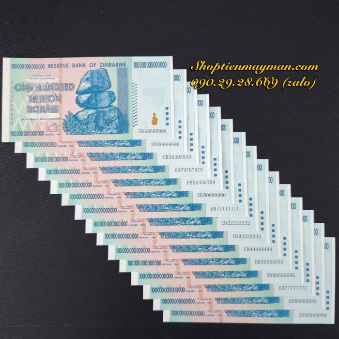 Tiền Lưu Niệm 100 Ngàn Tỷ Zimbabwe 