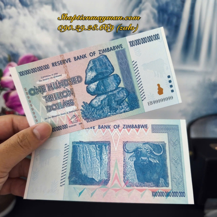 Tiền Lưu Niệm 100 Ngàn Tỷ Zimbabwe 