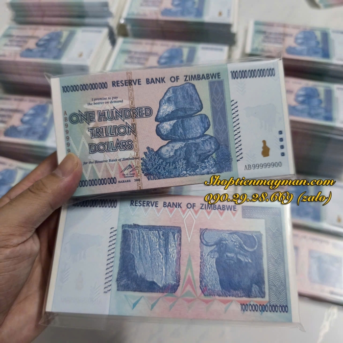 Tiền Lưu Niệm 100 Ngàn Tỷ Zimbabwe 