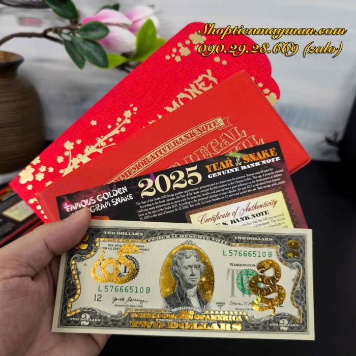2 Đô Hình Con Rắn Mạ Vàng 2025 (bản 3D)