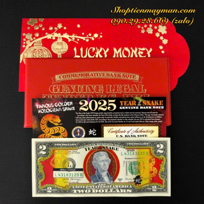 2 Đô Hình Con Rắn Mạ Vàng 2025