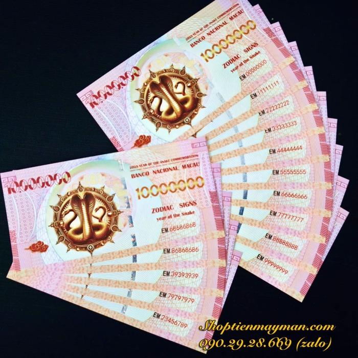 Tiền Con Rắn Macau (10 triệu Patacas) Lì Xì Tết Ất Tỵ 2025